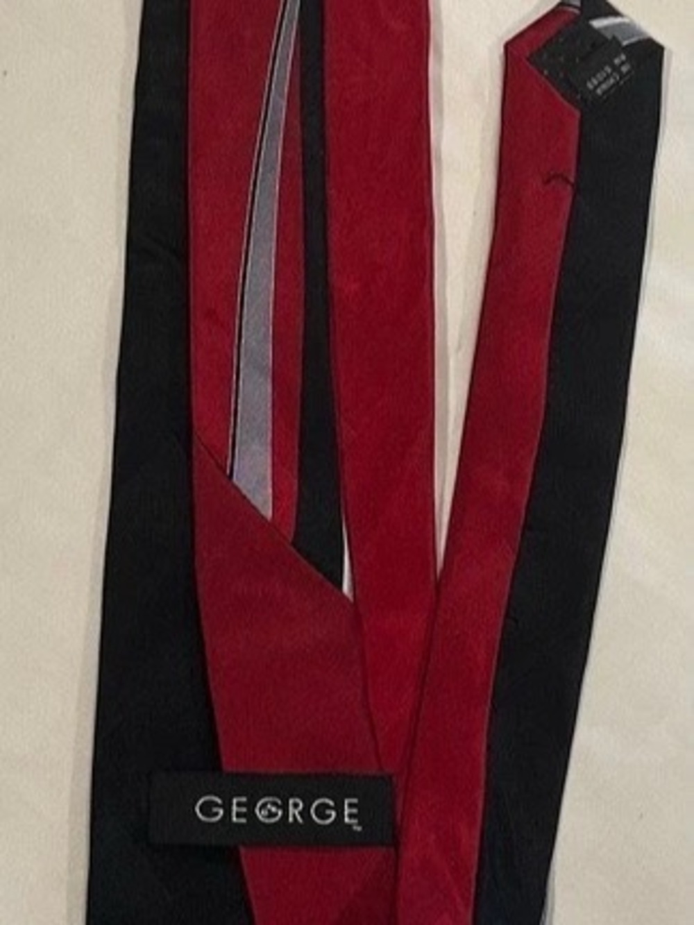 George SILK Color Block Tie in Red & Black